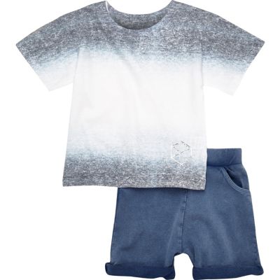 Mini boys white faded t-shirt joggers outfit